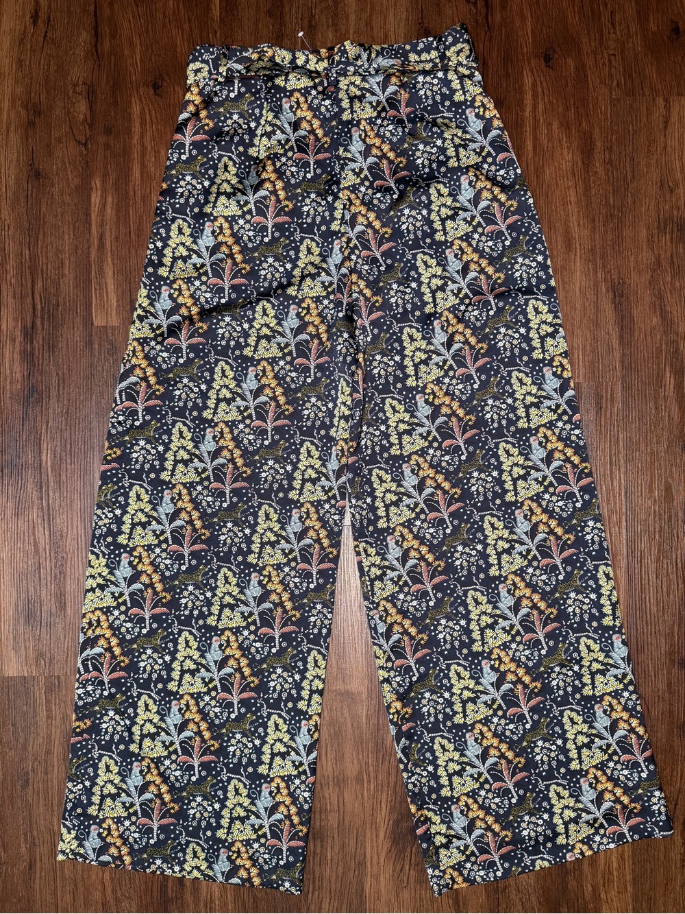 J.Crew Point Sur Jungle Print Crepe Belted Wide Leg Pants - Picture 11 of 13